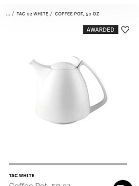 Rosenthal TAC 02 Coffee Pot - 50 oz designed by Walter Gopius (no longer avail.)